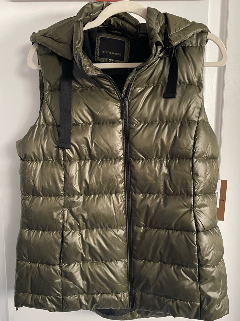 Weatherproof Olive Green Quilted Hooded Puffer Vest size Medium